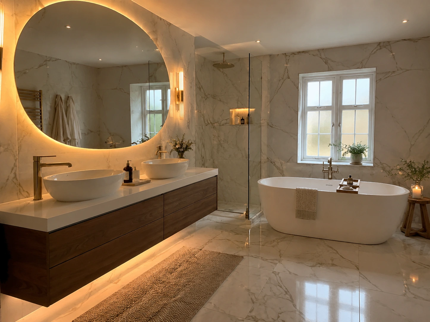 Large marble-look bathroom