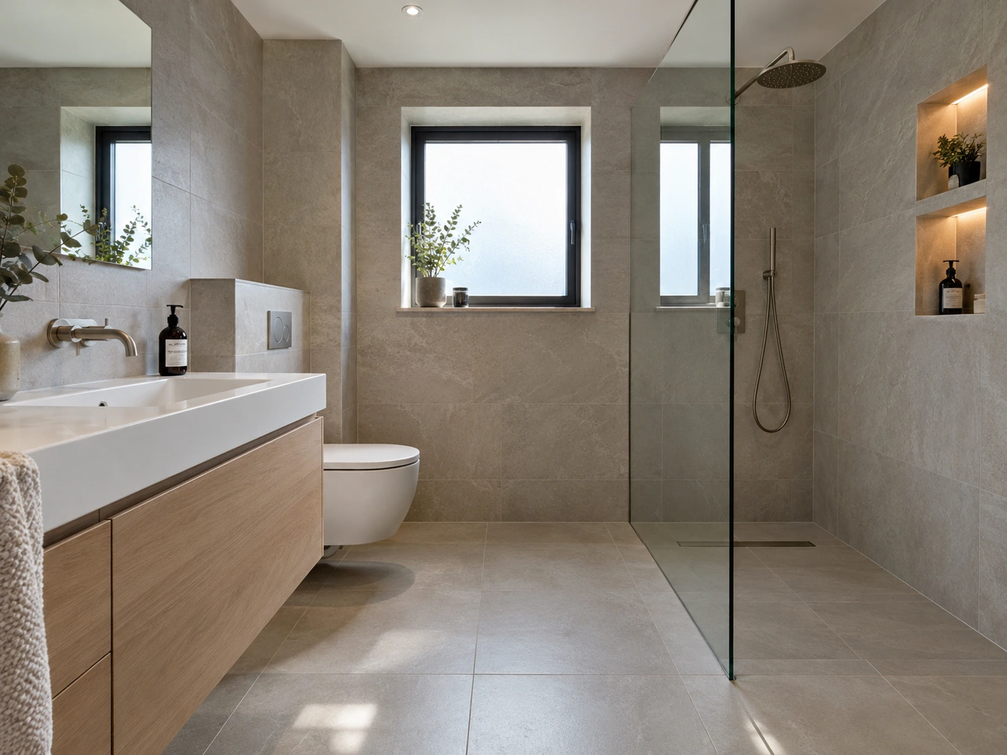 Calm modern walk-in shower