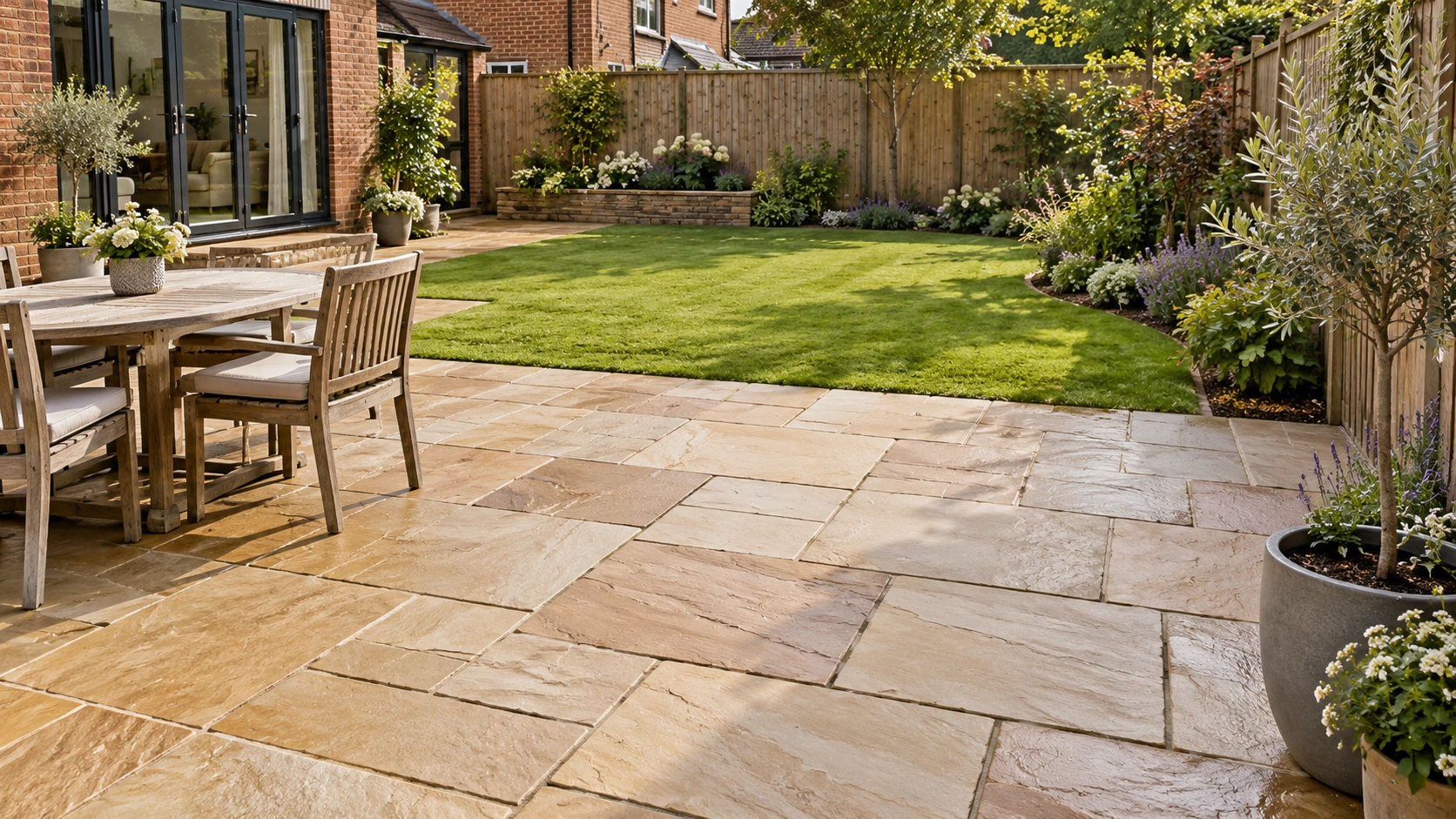 Natural-stone patio