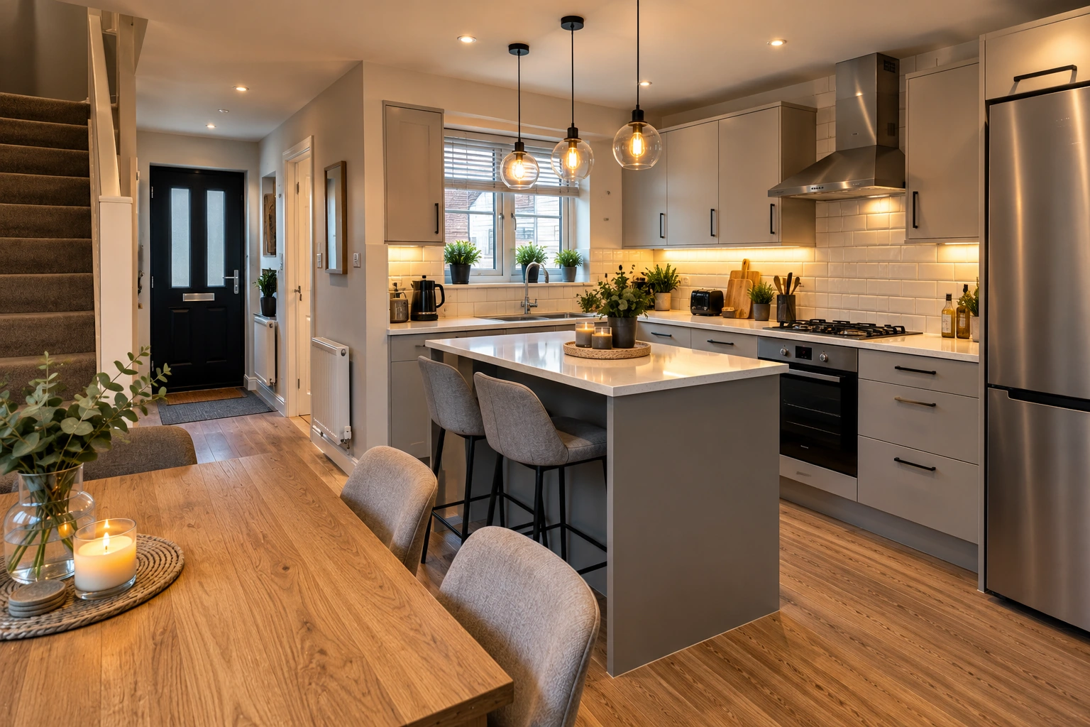 Compact open-plan kitchen