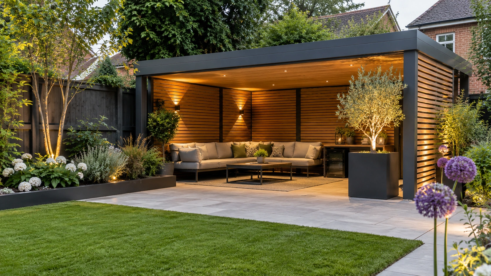 Landscaped pavilion garden
