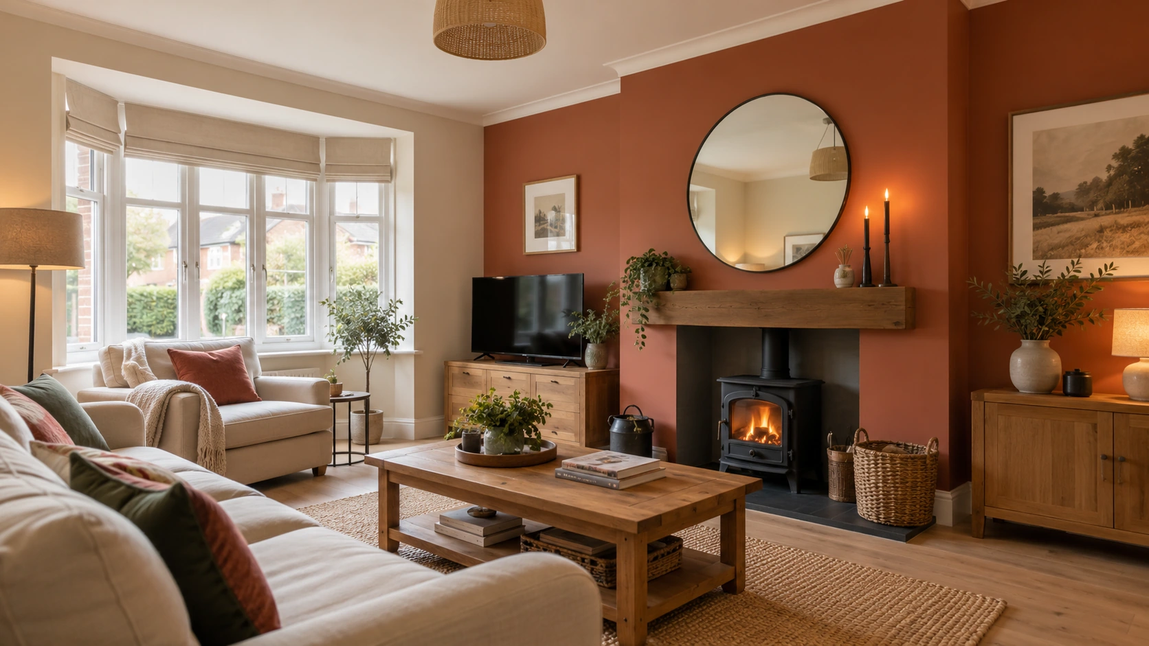 Terracotta lounge feature wall