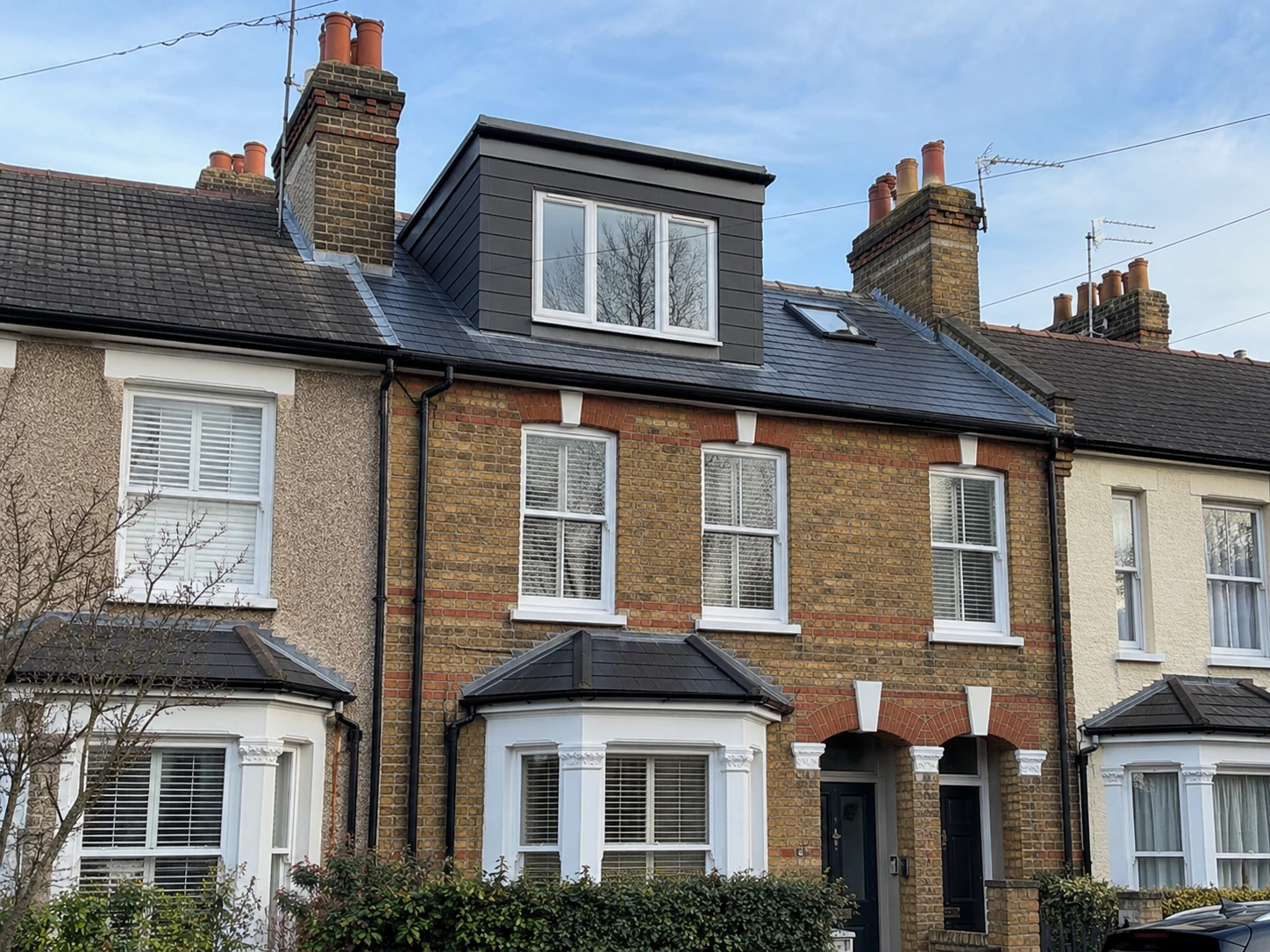 Terraced-house slate and dormer roof