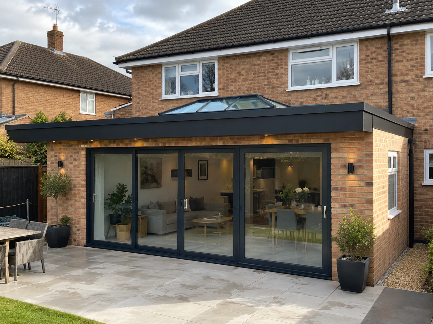 Flat extension roof with rooflight