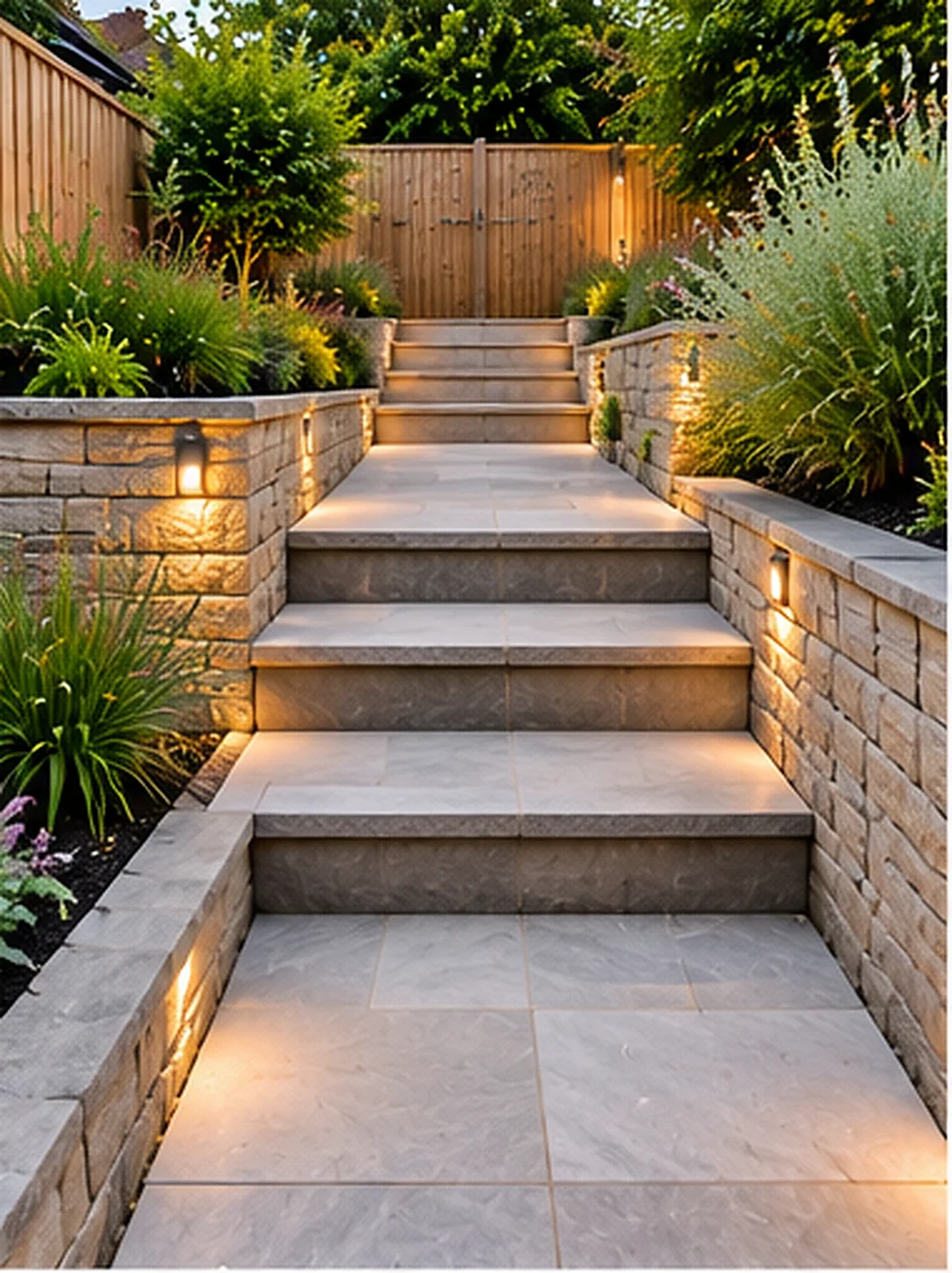 Natural-stone terrace