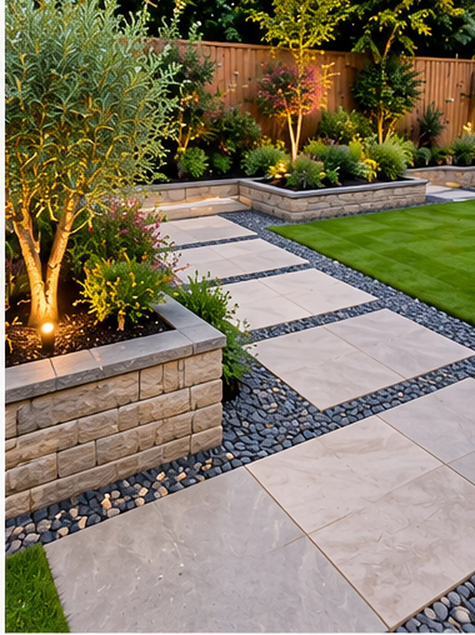Stone path and borders
