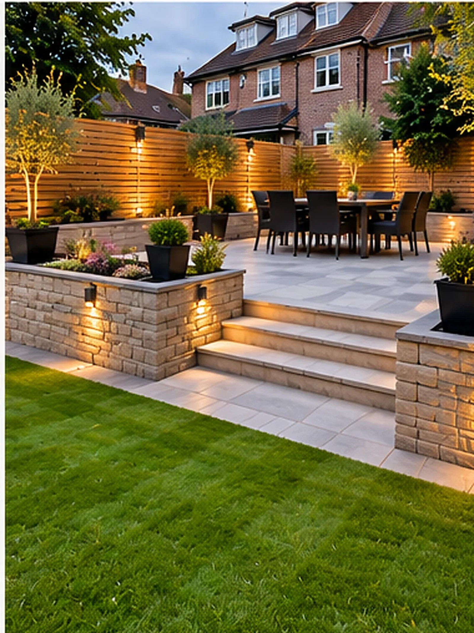 Finished stone terrace