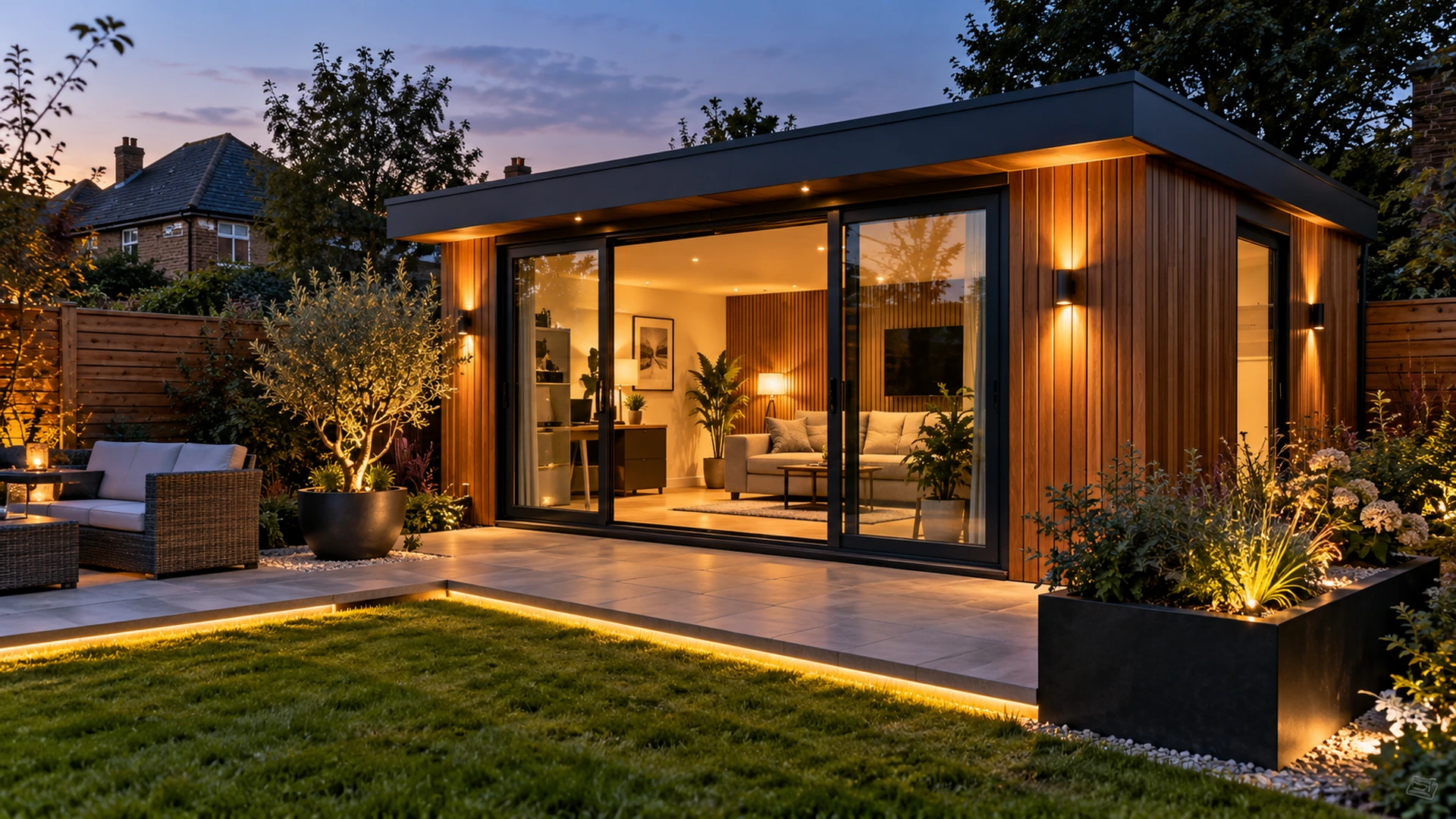 Finished garden studio build at a UK home