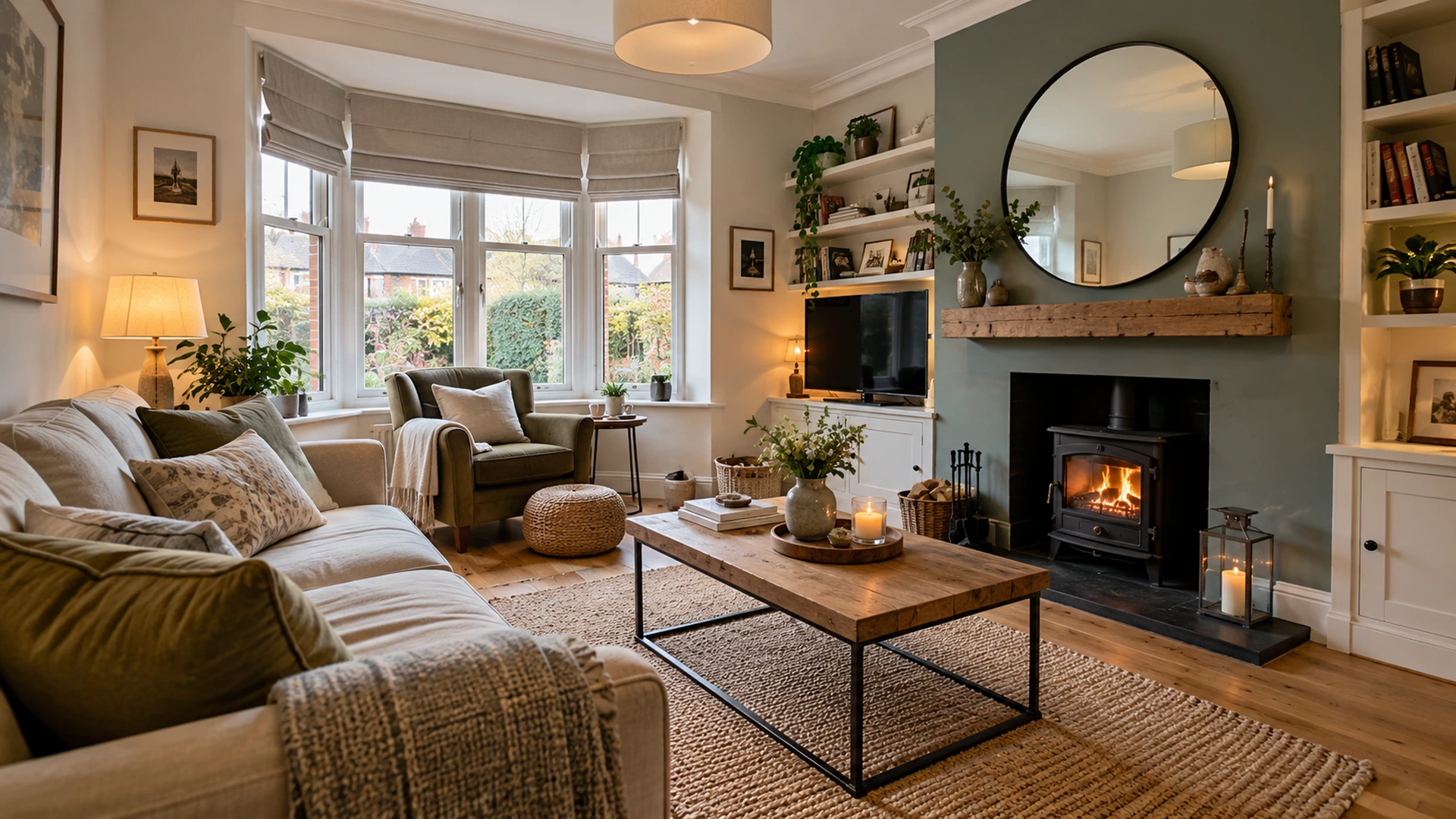 Finished living room renovation in a UK home